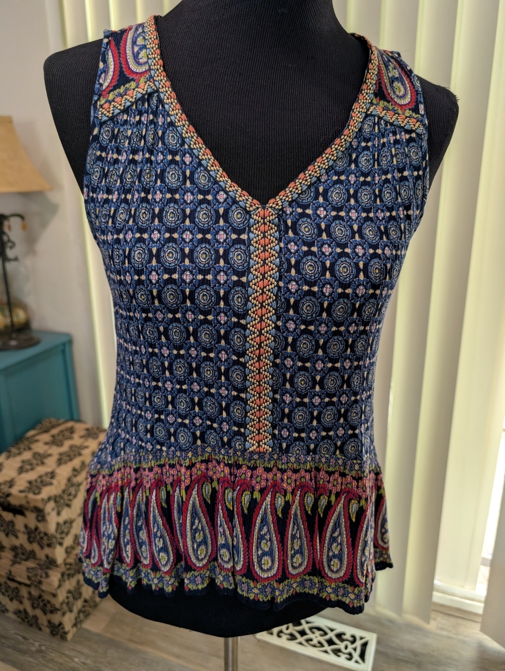 Patrons Of Peace Boho Rayon with Embroidery High Low Tank